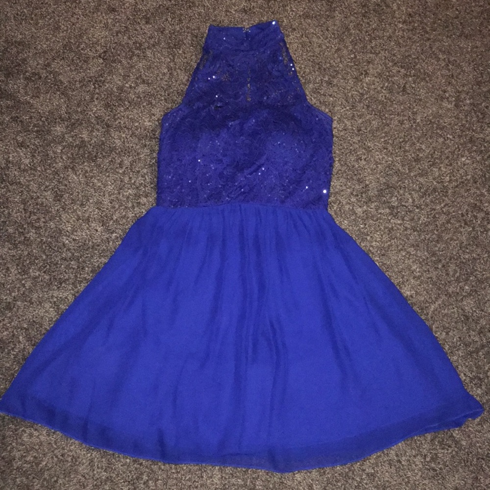High-neck semi formal dress